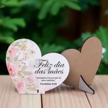 Kit Lembrancinhas Coração MDF Flores Feliz dia das Mães