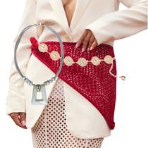 Kit Lenço Crochê Cintura Bandana + Maxi Colar + Cinto Correntinha Tendência Verão - 3 Produtos