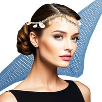 Kit Lenço Crochê Cintura Bandana + Tiara Corrente de Cabeça Headpiece Moda Praia Carnaval Festa Kit Lenço Crochê Cintura Bandana + Tiara Corrente de Cabeça Headpiece Moda Praia Carnaval Festa