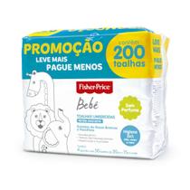 Kit Lenço/Toalha umedecida Fisher Price (perfume suave) c/ 200 unid. - 4 pacotes c/ 50 unid.