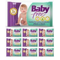 Kit Lenço Umedecido - Baby Free 50uni C/10 Pacotes - Qualybless