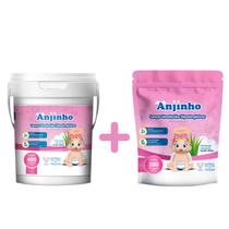 Kit Lenço Umedecido Balde C400 + Refil Rosa - Anjinho