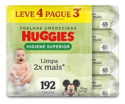 Kit Lenço Umedecido Huggies Higiene Superior - 192 Unid