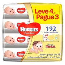 Kit Lenço Umedecido Huggies Pure Care 4 Unidades