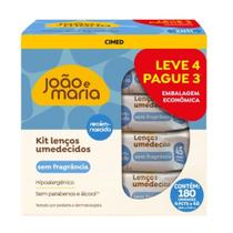 Kit Lenço Umedecido João e Maria Cimed Sem Fragrância 180 Unidades Kit Lenço Umedecido João e Maria Cimed Sem Fragrância 180 Unidades