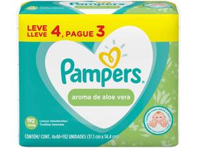 Kit Lenço Umedecido Pampers Aroma de Aloe Vera - 4 Pacotes com 48 Unidades Cada