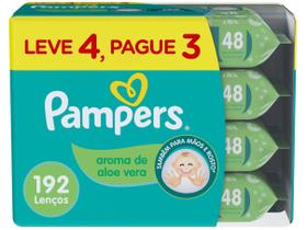 Kit Lenço Umedecido Pampers Aroma de Aloe Vera - 4 Pacotes com 48 Unidades Cada