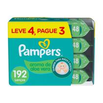 Kit Lenço Umedecido Pampers Aroma de Aloe Vera - 4 Pacotes com 48 Unidades Cada Kit Lenço Umedecido Pampers Aroma de Aloe Vera - 4 Pacotes com 48 Unidades Cada