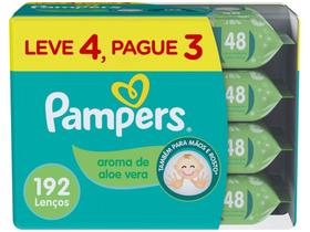 Kit Lenço Umedecido Pampers Aroma de Aloe Vera - 4 Pacotes com 48 Unidades Cada Kit Lenço Umedecido Pampers Aroma de Aloe Vera - 4 Pacotes com 48 Unidades Cada