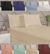 kit lencois 3peças lençol padrão 2 fronha durabilidade roupa de camas resistente