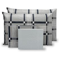 Kit Lençol 6 Peças Jogo De Cama Casal Super King c/ Elástico Tecido Percal 180 Fios 80% Algodão