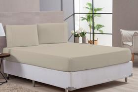 Kit Lençol Algodão e Fronha Queen Percal 180 Fios Bege