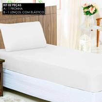Kit Lençol Avulso Solteiro C/ Elástico Percal 100% Algodão + Fronha Percal 100% algodão