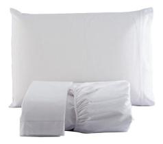 kit lençol c/ elastico solteiro percal branco com fronha