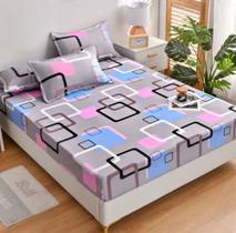 kit lençol cama casal com elastico 1 peças acompanha cores sortidas