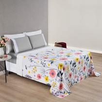 Kit Lencol Cama Queen 4 Peças Íris Decoração Moderna Luxo - Charme do Detalhe