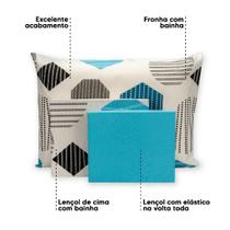 Kit Lençol Cama Solteiro 180 Fios Estampado c/ Elástico + Lençol de Cima e Fronha