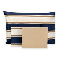 Kit Lençol Cama Solteiro 180 Fios Estampado c/ Elástico + Lençol de Cima e Fronha