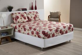 Kit Lençol Casal Queen Completo Estampado 80% Algodão Cama Box 3 Peças