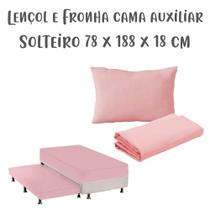 Kit Lençol de Elástico e Fronha Solteiro 78cm x 1,88m x 18cm Cama Auxiliar Rosa Arrumadinho Enxovais
