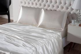 Kit lençol de seda 4 peças casal queen cetim cores váriadas