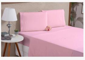 Kit Lençol E Fronha Algodão King 4 Peças 200 Fios Rosa