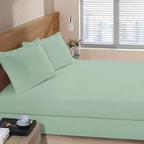 Kit Lencol Elástico e Fronha King 230 Fios Reffinata Buettner Verde Menta