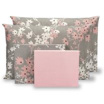 Kit Lençol King 6 Peças c/ Elástico Jogo De Cama Percal 180 Fios Estampado