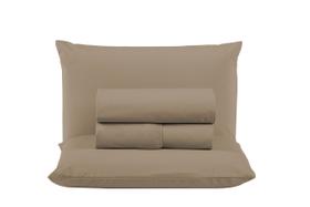 Kit Lençol Liso Cama Queen Size 4 peças Revenda com Fronha 100% Algodão Percal 300 Fios