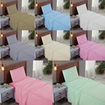 Kit Lençol Liso Cama Solteiro 3 peças com Fronha 100% Algodão Percal 300 Fios