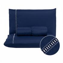 Kit Lençol Queen 400 Fios 3 Peças Jogo de Cama Box com Fronha Ponto Palito e Elástico Acetinado