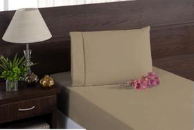 kit lençol solteiro 400 fios ponto palito caqui 2 peças