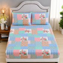 Kit Lençol Solteiro com Elástico e Fronha Estampado 400 Fios Premium 2 Peças Roupa Cama Ponto Palito