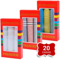 Kit Lenços Premier 32x32 cm Algodão - 20 caixas c/ 3un cada