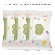 Kit Lenços Umedecidos 3 Pacotes c/16 folhas cada Mamãe Bebê Natura