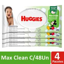 Kit Lenços Umedecidos Huggies Max Clean C/4 Pacotes 48Un