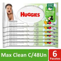 Kit Lenços Umedecidos Huggies Max Clean C/6 Pacotes 48Un