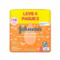 Kit Lenços Umedecidos Johnson's Limpeza e Suavidade 4 pacotes de 44 unidades cada