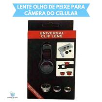 Kit Lente Celular Olho De Peixe Wide Macro Para Camera Universal Fish Eye Lens Clip