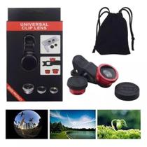 Kit Lente Para Celular Olho De Peixe Fisheye Macro Wide Smartph