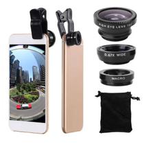 Kit Lentes Para Celular Smartphone 3 Em 1 Universal Celulares Ipads Tablets Laptops Todas As Marcas