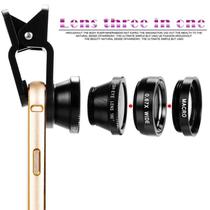 Kit Lentes Para Celular Wide Grande Angular + Macro + Fish Eye 180 Graus Universal Clip-on Vermelho