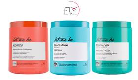Kit Let Me Be Gelatina Hidratante Capilar 1kg + Máscara Biorestore 1kg + Btx Pro Repair Organic 1kg Kit Let Me Be Gelatina Hidratante Capilar 1kg + Máscara Biorestore 1kg + Btx Pro Repair Organic 1kg