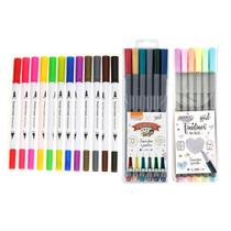 Kit Lettering Brush Pen E Fine Line Pastel Vintage Brw