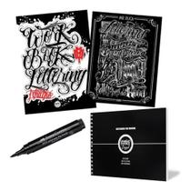 Kit Lettering - Workbook + Sketchbook + Marcador + Bloco - pixel art books