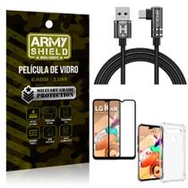 Kit LG K41s Cabo em L Tipo C HS180 + Capinha + Película 3D - Armyshield