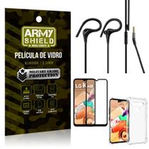 Kit LG K41s Fone Sport HS92 + Capinha + Película 3D - Armyshield