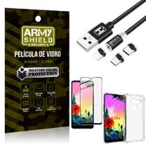 Kit LG K50s Cabo Magnético 2 Metros + Capinha + Película 3D - Armyshield