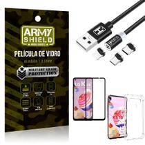 Kit LG K51s Cabo Magnético 2 Metros + Capinha + Película 3D - Armyshield