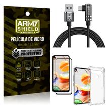 Kit LG K61 Cabo em L Tipo C HS180 + Capinha + Película 3D - Armyshield